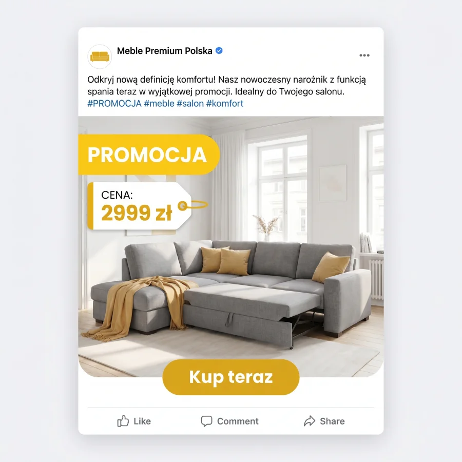 Kreacja kampanii Meble Cezara — narożnik