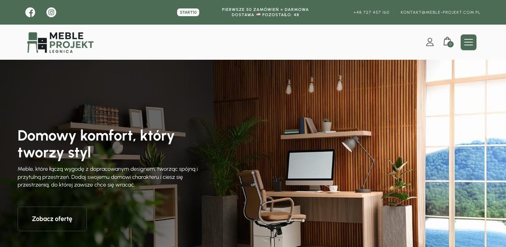 Sklep Meble Projekt (meble-projekt.com.pl) — realizacja AD AWARDS na WooCommerce
