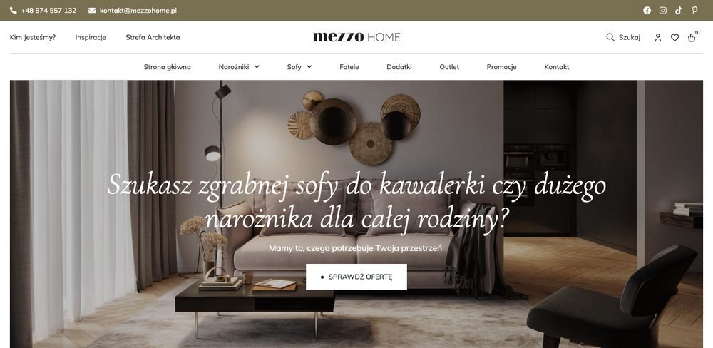 Sklep Mezzo Home (mezzohome.pl) — realizacja AD AWARDS na WooCommerce