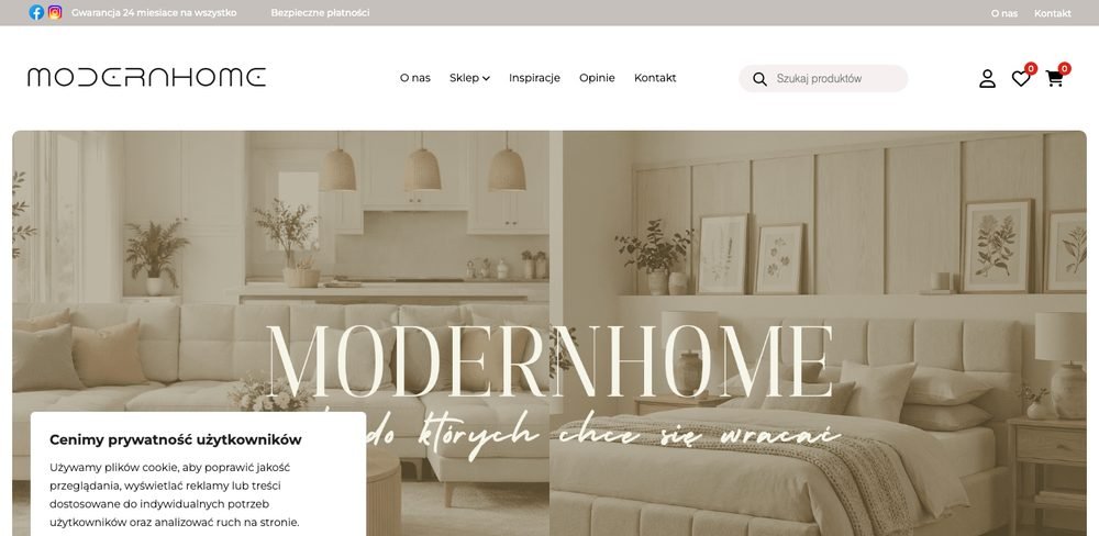 Sklep Modern Home (modernhome24.pl) — realizacja AD AWARDS na WooCommerce