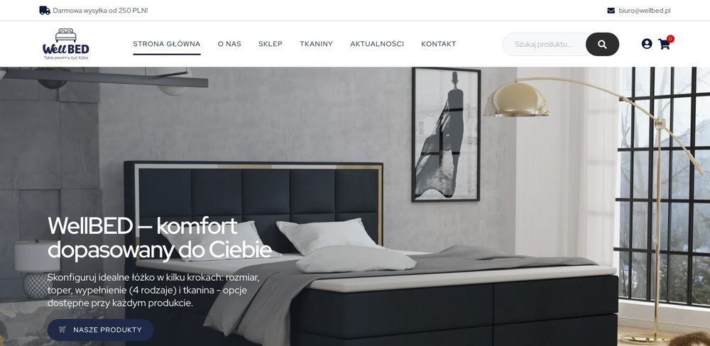 Sklep WellBed (wellbed.pl) — realizacja AD AWARDS na WooCommerce